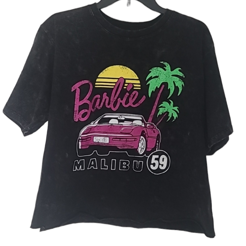Barbie Malibu 59 Tie-Dye black gray Tee T-Shirt Crop Size XL